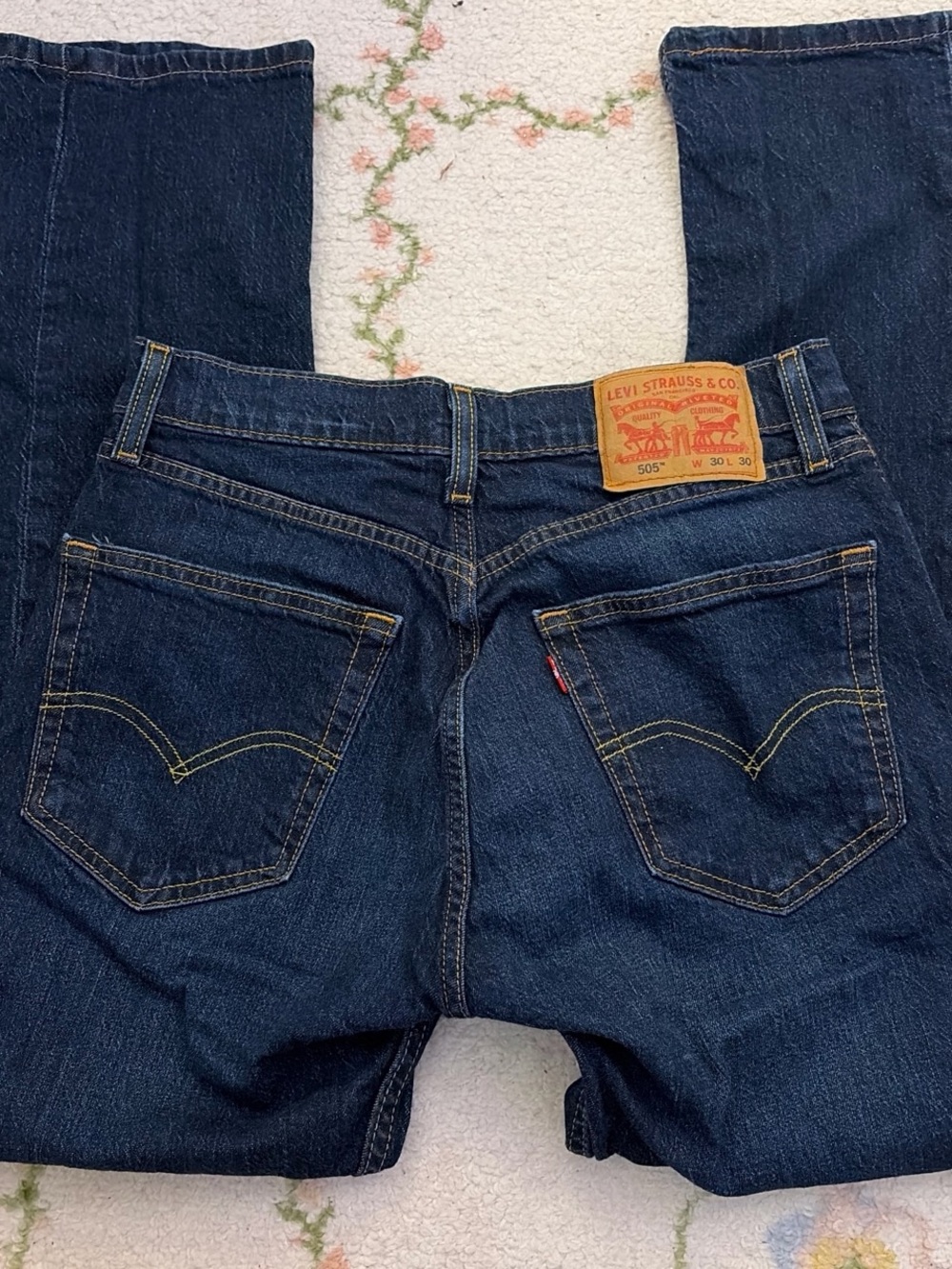 Levi's Dark Blue 505 Regular-Fit Jeans with Signature Back Patch